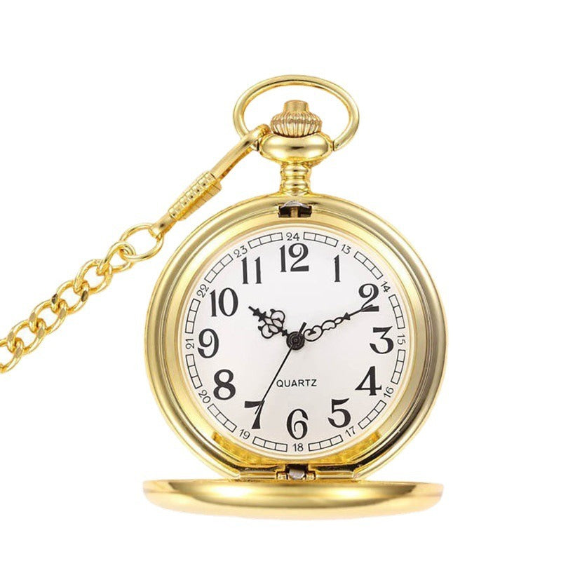 Vintage Quartz Flip Pocket Watch with Chain