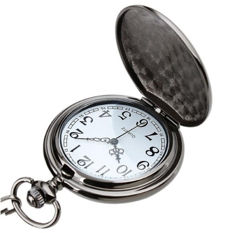 Vintage Quartz Flip Pocket Watch with Chain